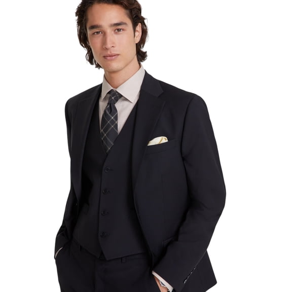 Calvin Klein Mens Slim fit Suit Jacket Blazer 38 R Black Solid Stretch Wool