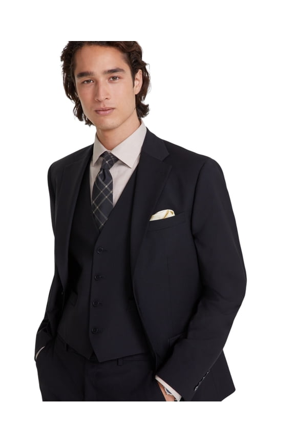 Mens Slim fit Suit Jacket Blazer 38 R Black Solid Stretch Wool