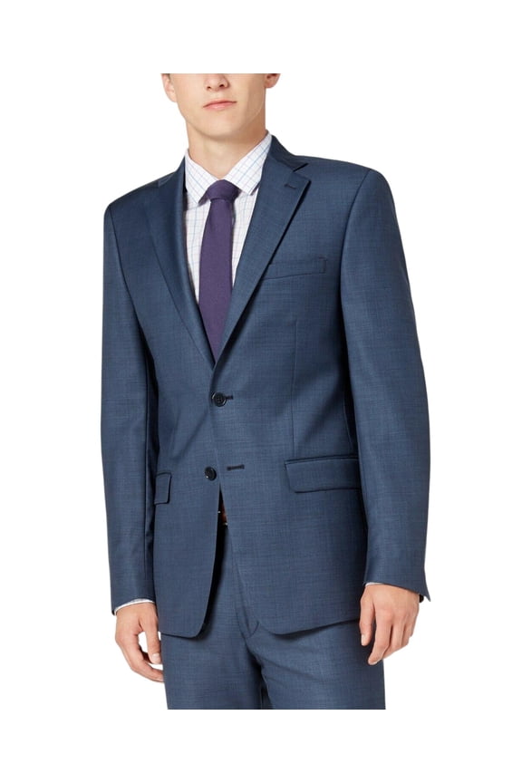 Mens Slim fit Suit Jacket Blazer 39 R Navy Blue Solid Wool