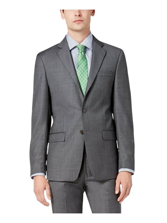 Slim-Fit Wool Stretch Suit Jacket Men's 40L Gay Heather Long Sleeve