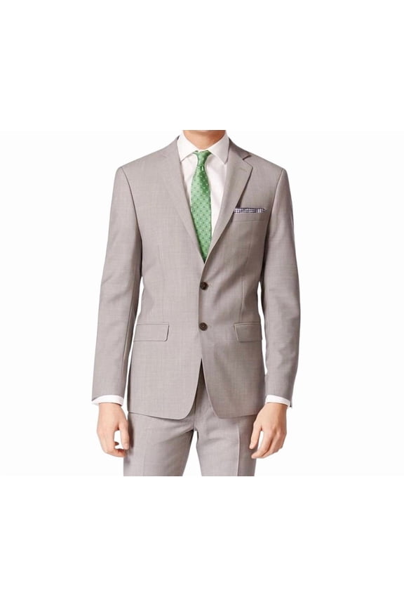 Mens Slim fit Suit Jacket Blazer 40 L Light Gray Solid Wool