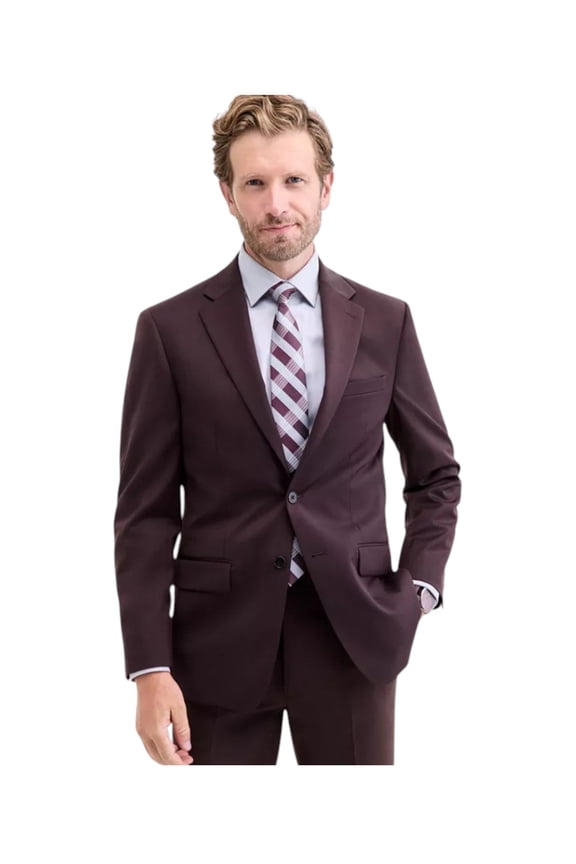 Mens Slim fit Suit Jacket Blazer 40 L Maroon Red Solid Wool