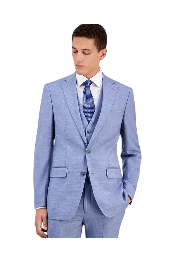 Mens Slim fit Suit Jacket Blazer 40 R Powder Blue Solid Stretch