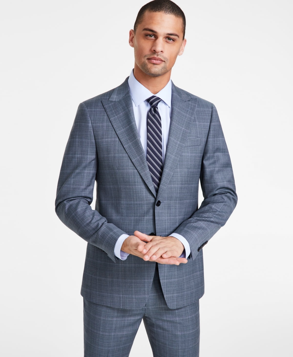 Calvin Klein Mens Slim fit Suit Jacket Blazer 40 S Green Plaid Stretch