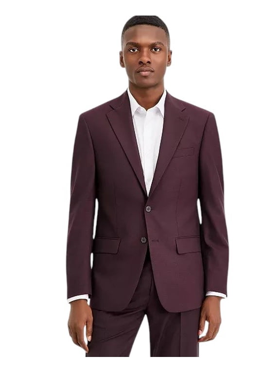 Mens Slim fit Wool Suit Jacket Blazer 40 S Burgundy Red Solid