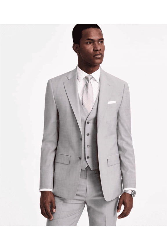 Mens Slim fit Suit Jacket Blazer 42 R Light Grey Solid Stretch