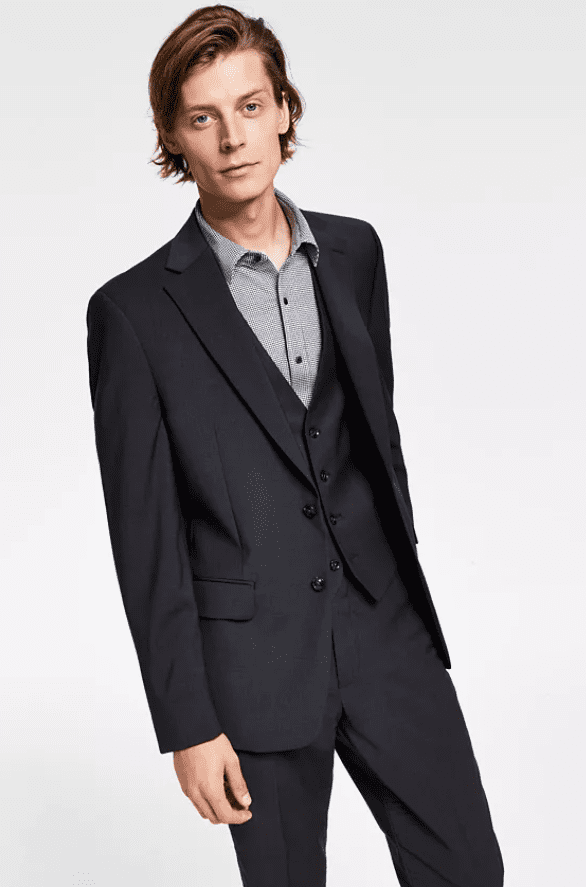 Calvin Klein Mens Slim fit Suit Jacket Blazer 42 XL Black Solid Stretch