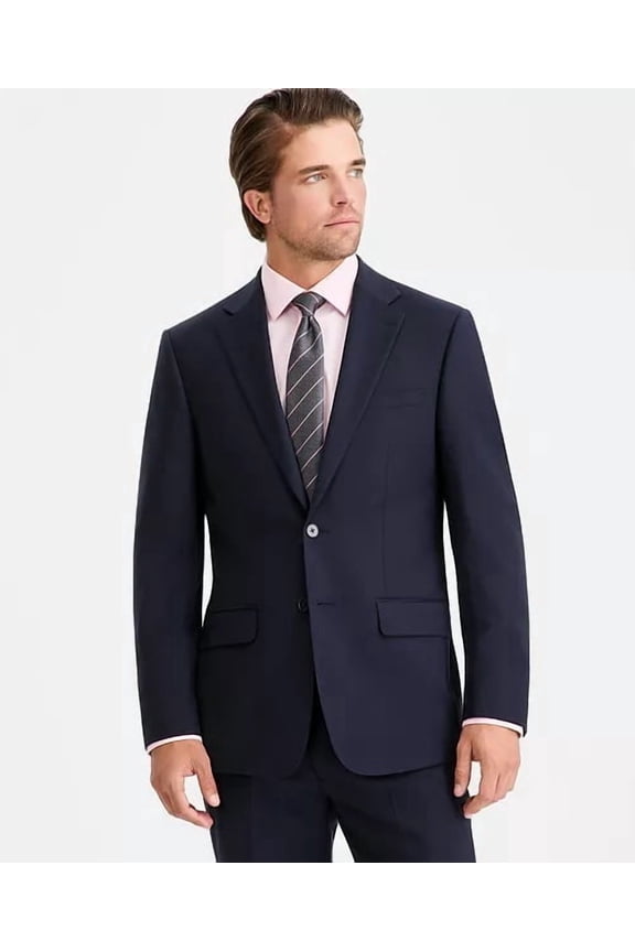 Mens Slim fit Suit Jacket Blazer 44 R Navy Blue Solid Stretch Wool