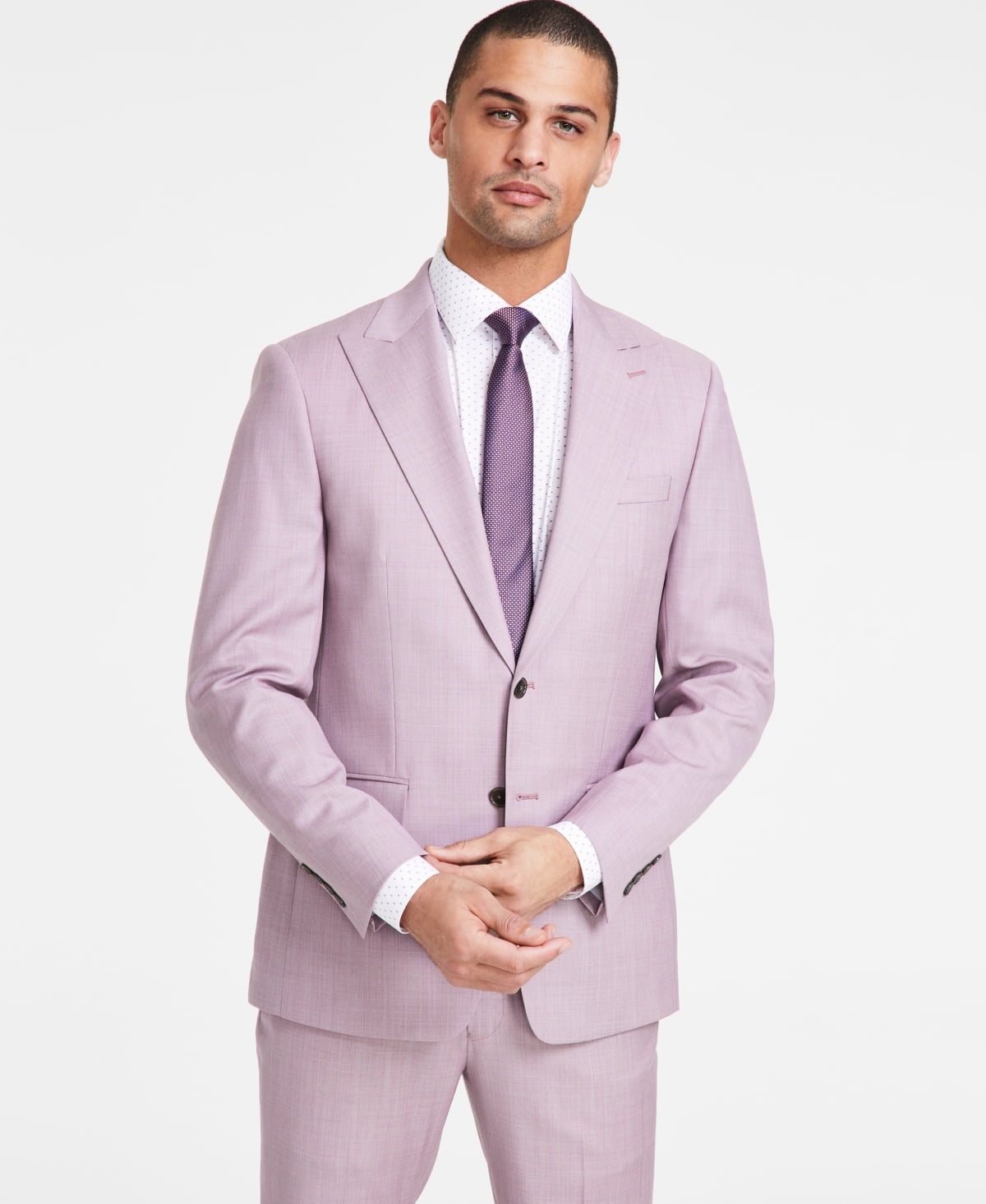 Calvin Klein Mens Slim fit Suit Jacket Blazer 44 R Pink Solid Stretch