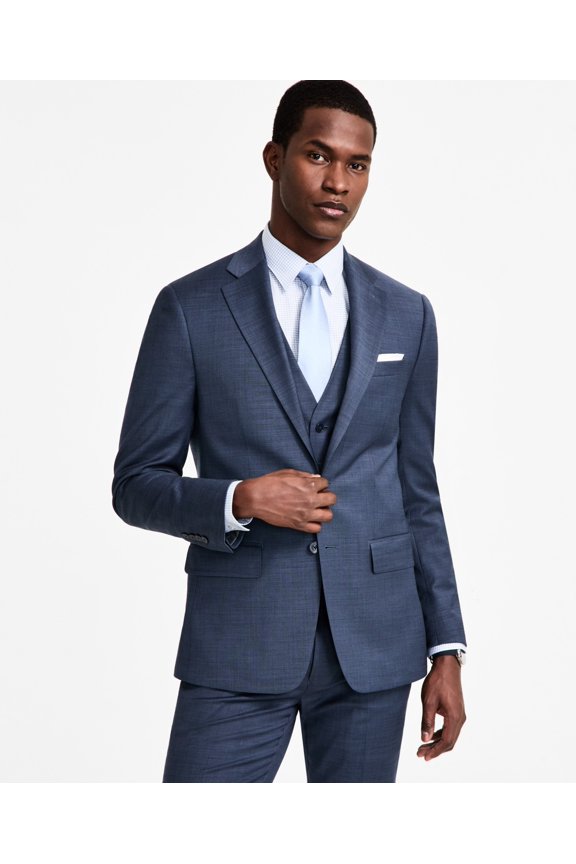 Mens Slim fit Suit Jacket Blazer 44 S Navy Blue Solid Stretch