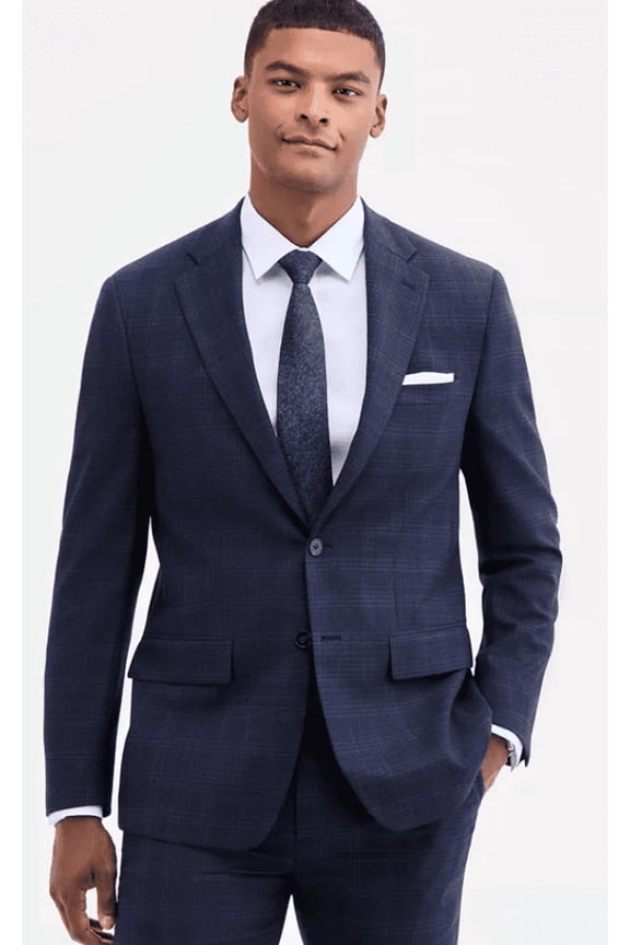 Mens Slim fit Suit Jacket Blazer 44 S Navy Blue Solid Stretch