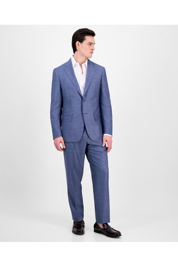 Mens Slim fit Suit Jacket Blazer 46 L Blue Solid Stretch Wool