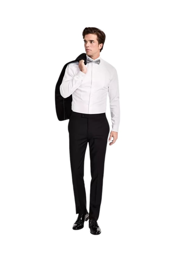 Mens Slim fit Tuxedo Pants 33 / 30 Black Solid Stretch Wool