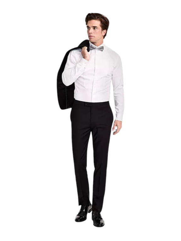 Mens Slim fit Tuxedo Pants 40 / 30 Black Solid Stretch Wool