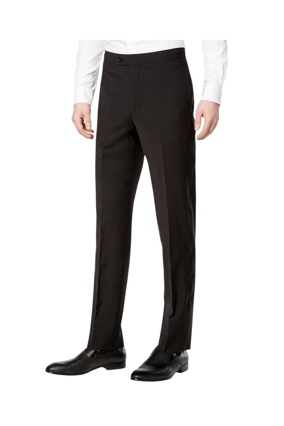 Mens Slim fit Wool Tuxedo Pants 40 / 30 Black Solid