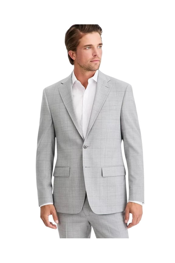 Mens Slim fit Wool Suit Jacket Blazer 36 S Gray Windowpane