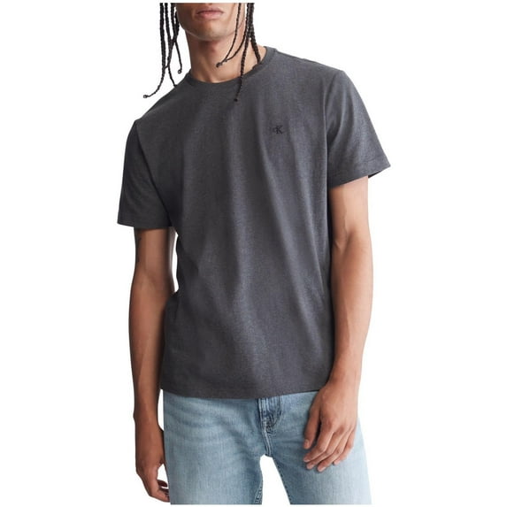 Calvin Klein Mens Smooth Solid Basic T-Shirt, Grey, Large