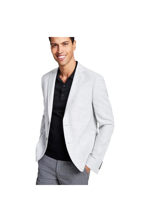 Mens Soft Two Button Blazer Jacket, Grey, 46 Regular