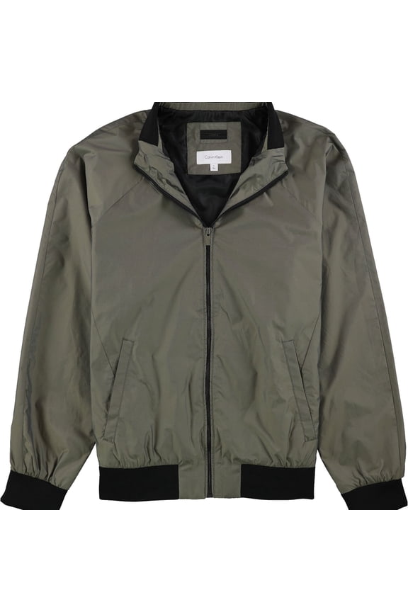 Mens Solid Bomber Jacket, Green, X-Large