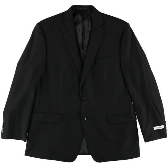 Calvin Klein Mens Solid Two Button Blazer Jacket, Black, 44 Regular