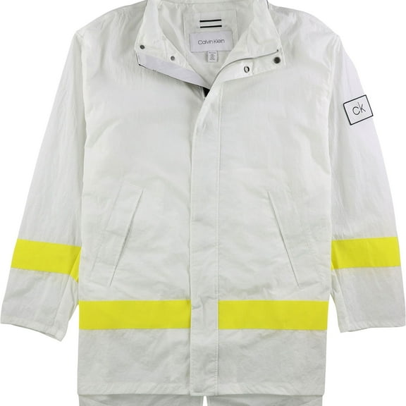 Calvin Klein Mens Stripe Jacket, White, Medium