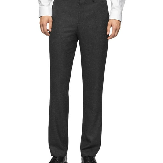 Calvin Klein Mens Textured Casual Trouser Pants, Grey, 33W x 30L