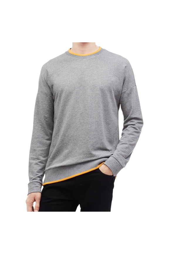 Mens Tipped Sweatshirt, Grey, XX-Large