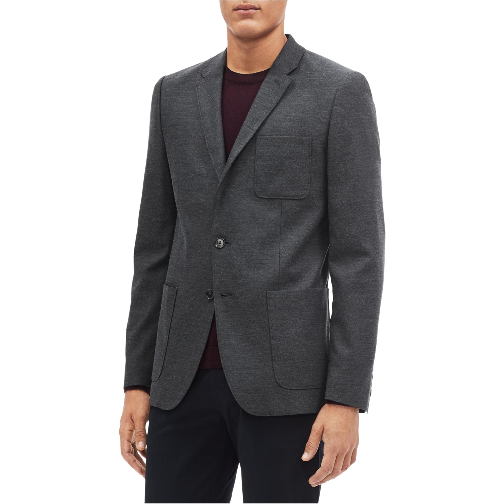 Calvin Klein Mens Twill Two Button Blazer Jacket, Grey, Small