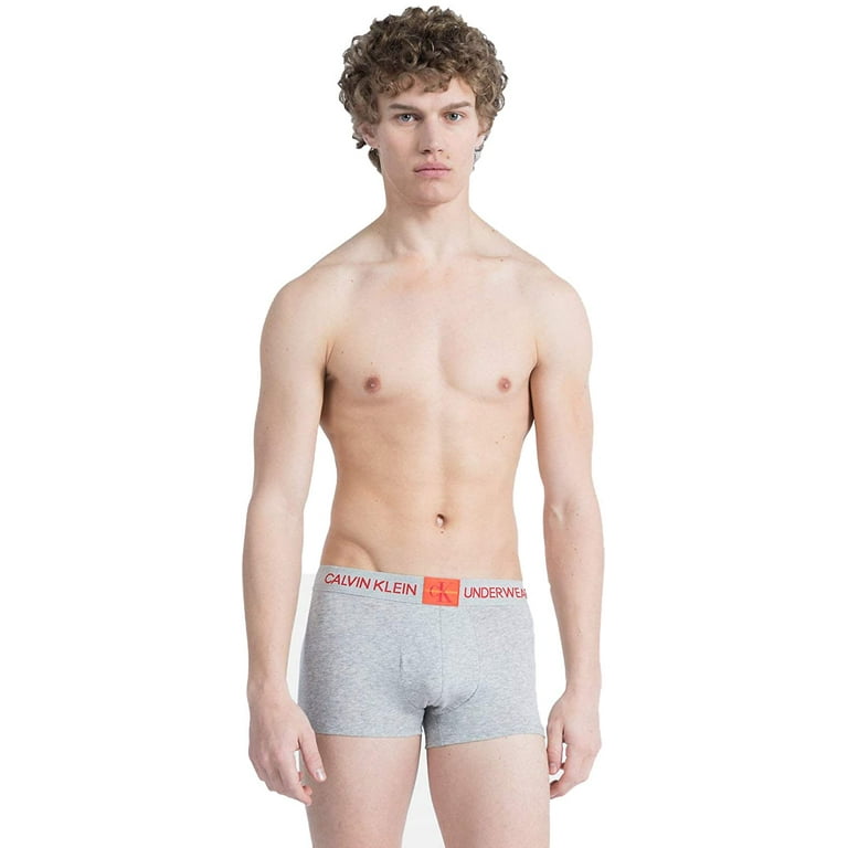 Calvin Klein Mens Underwear Monogram Cotton Trunks X-Large Grey  Heather/Spicy Orange 