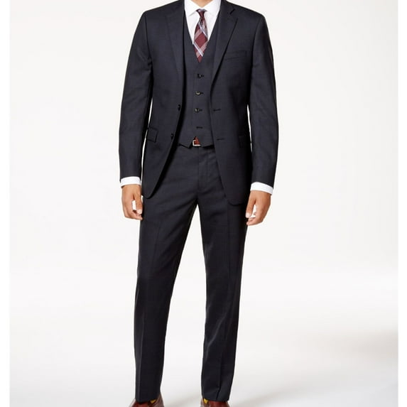 Calvin Klein Mens Windowpane Two Button Blazer Jacket, Grey, 38 Regular