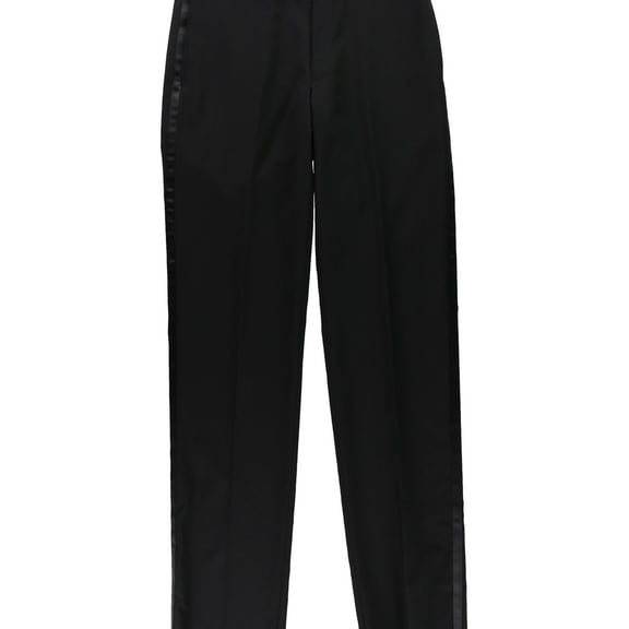 Calvin Klein Mens Wool Dress Pants Slacks, Black, 36W x UnfinishedL