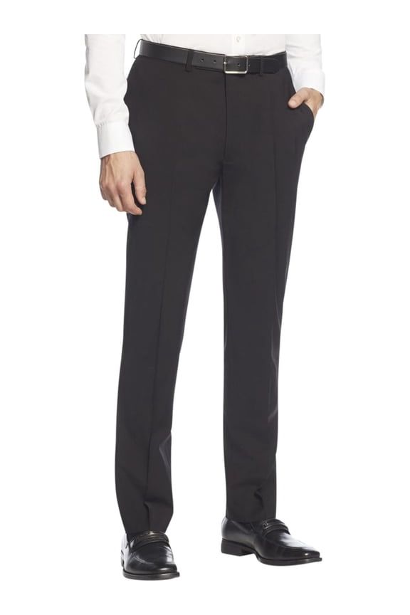 Mens Slim fit Wool Dress Pants 38 / 32 Black Solid