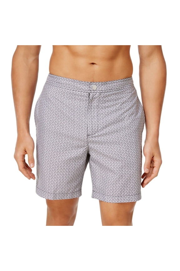 Mens Zig-Zag Volley Swim Bottom Board Shorts, Grey, X-Large