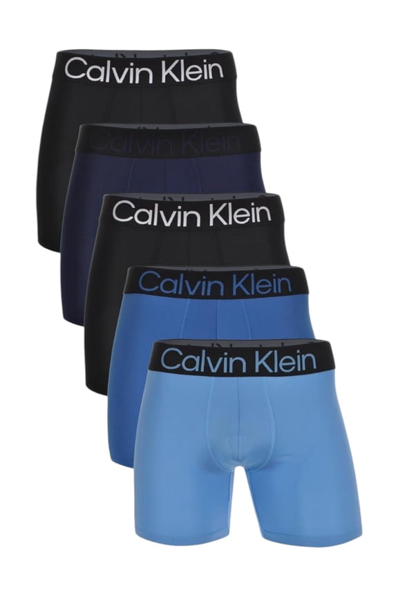 Microfiber 5-Pack Bold Logo Boxer Briefs Black/Silver Lake/Peacoat/Delft Large