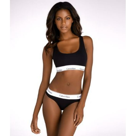 Calvin Klein Modern Cotton Unlined Bralette F3785 Color: Black Size: LARGE
