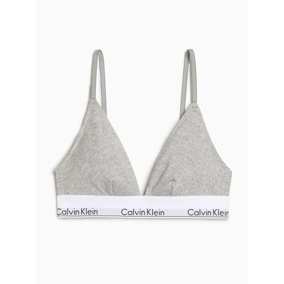 Calvin Klein Modern Cotton Unlined Triangle Bra, Grey Heather, Medium