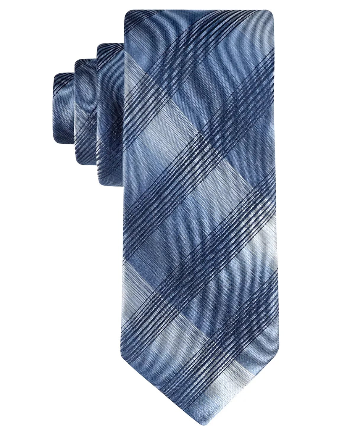 Calvin Klein Mens Tie Necktie One Size Blue Ombre Plaid