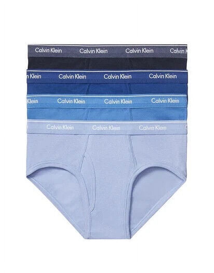Calvin Klein Men's Classic Fit 4-Pack Cotton Hip Briefs, Blue Multi, Lg 