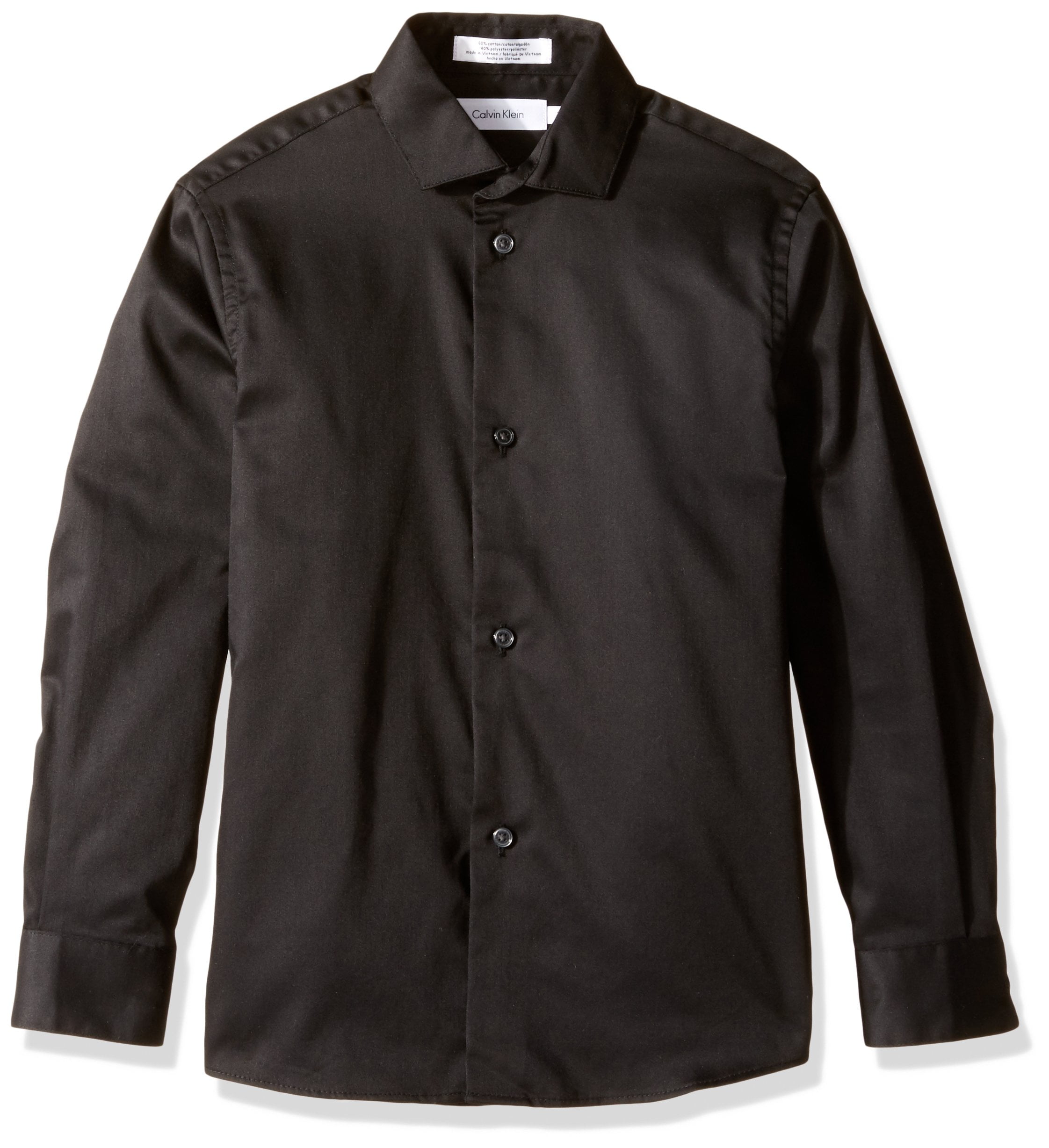Calvin Klein NEW Black Boys' Size 8 Button-Down Sateen Dress Shirt