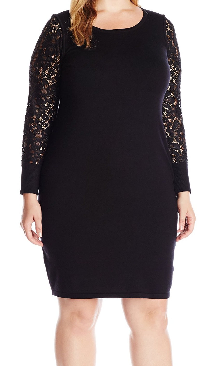 Calvin Klein NEW Black Womens Size 2X Plus Lace-Sleeve Sweater Dress -  Walmart.com
