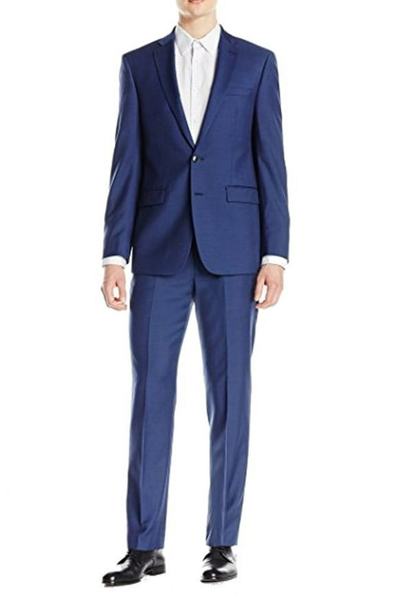 Mens Slim fit Suit Jacket Blazer 48 R Blue Solid Stretch