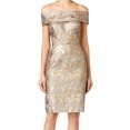 thumbnail image 1 of Calvin Klein NEW Gold Womens Size 10 Metallic Brocade Sheath Dress, 1 of 3