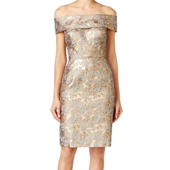 Calvin Klein NEW Gold Womens Size 10 Metallic Brocade Sheath Dress