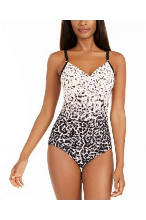NEW NECTAR OMBRE JAGUAR Twist-Front One-Piece Swimsuit, US 4