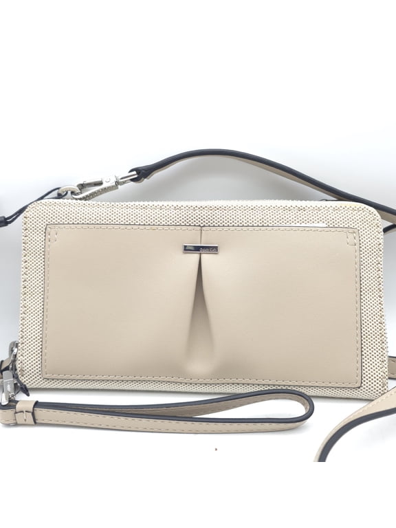 Nickel Textured Woven Crossbody Wallet Mush Natural $118