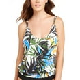 thumbnail image 1 of Calvin Klein OLIVE MULTI TROPIC RAINFOREST Blouson Tankini Top, US X-Small, 1 of 4