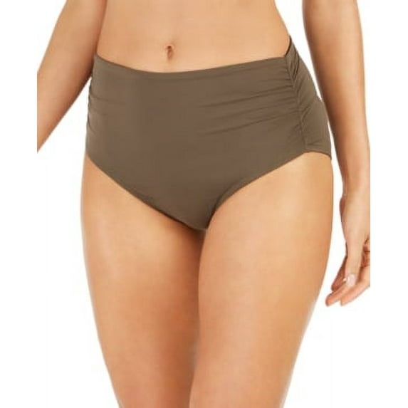 Calvin Klein OLIVE Ruched High-Waist Bikini Swim Bottom, US 2X-Large