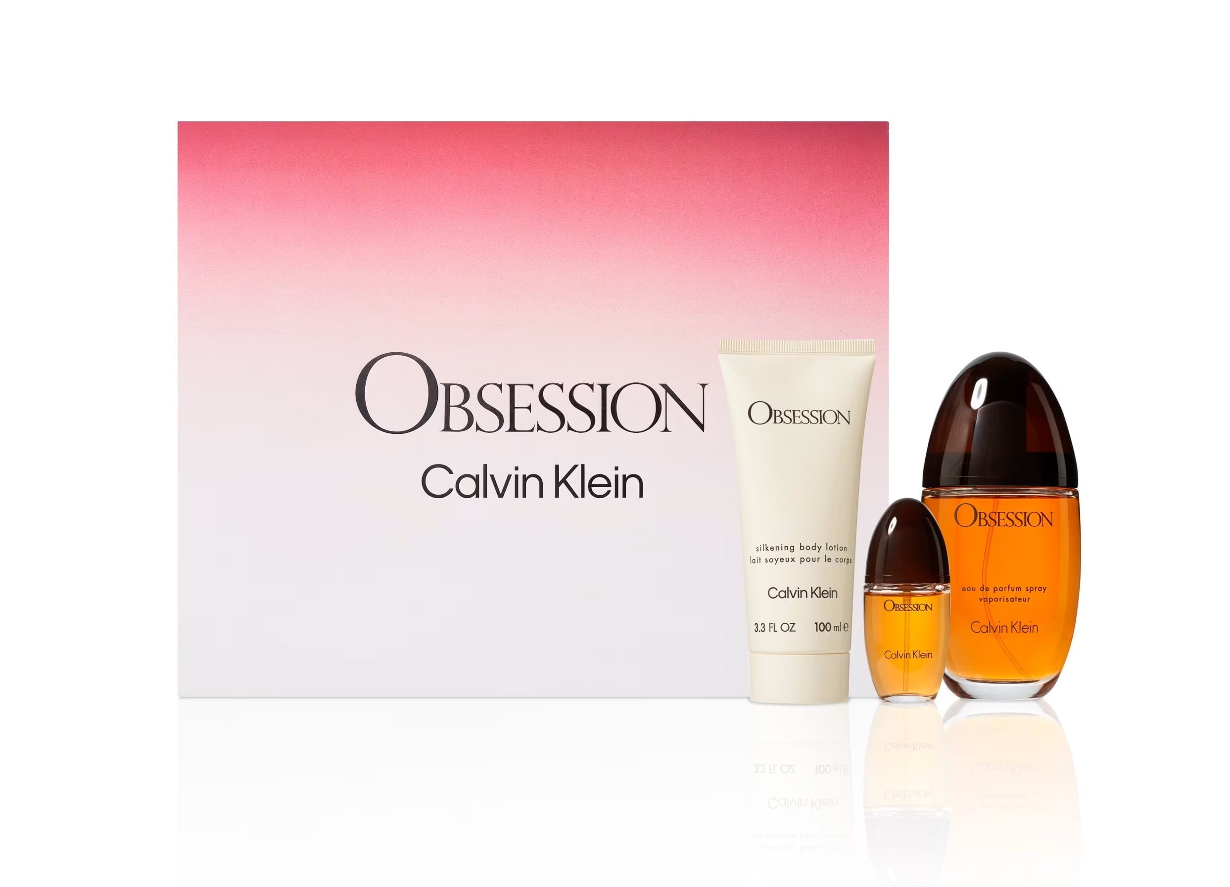 Calvin Klein Obsession 3.3 oz EDP Spray Womens Perfume+ mini+ 3.3 lotion Set NIB