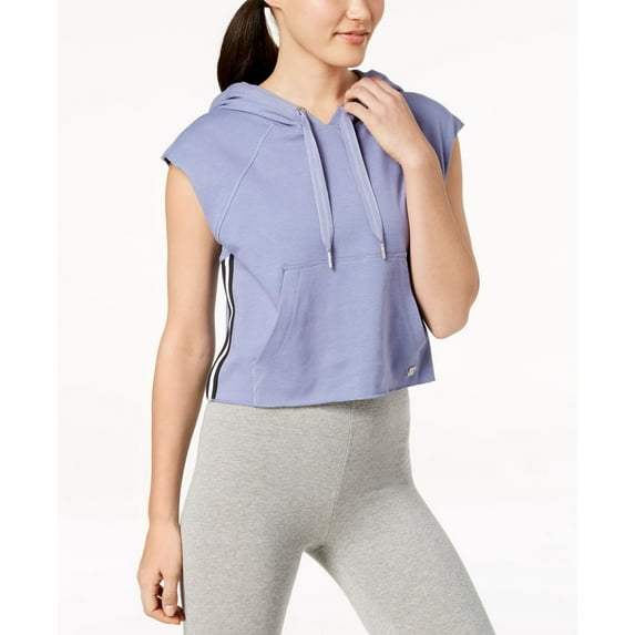 Calvin Klein Performance Floral Cropped Sleeveless Hoodie Purple Rain L