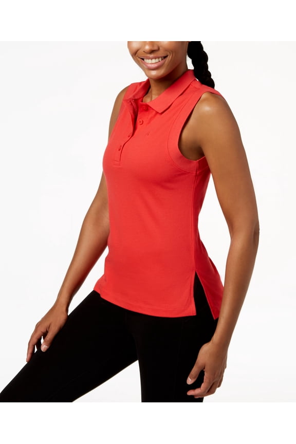 Performance High Low Hem Sleeveless Polo Orange L